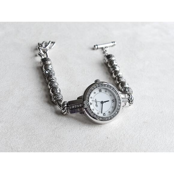 Brighton Mayville Ladies Charm Bracelet Watch Silver Plated Toggle 7-8" Works - Picture 2 of 8